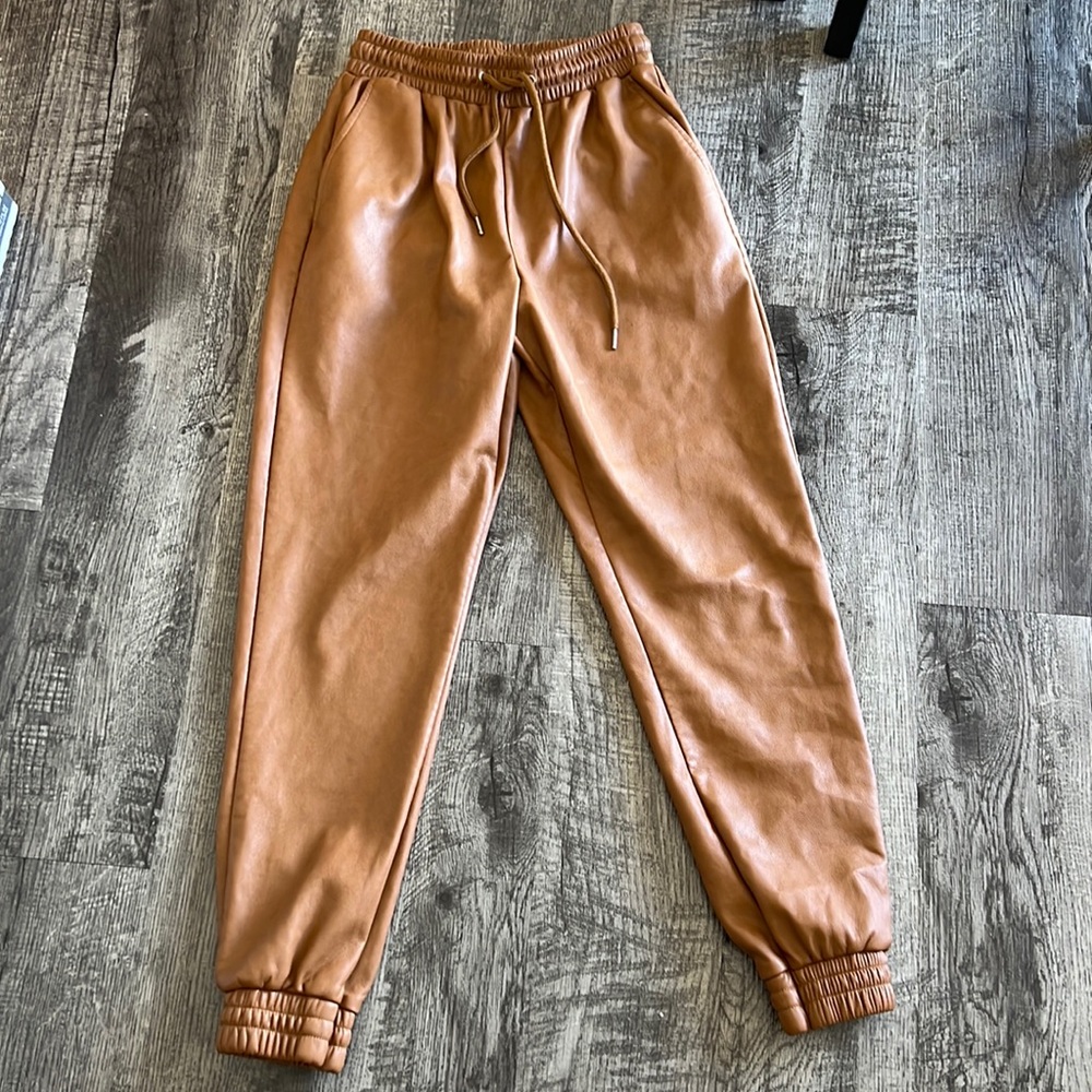 Brown leather pants